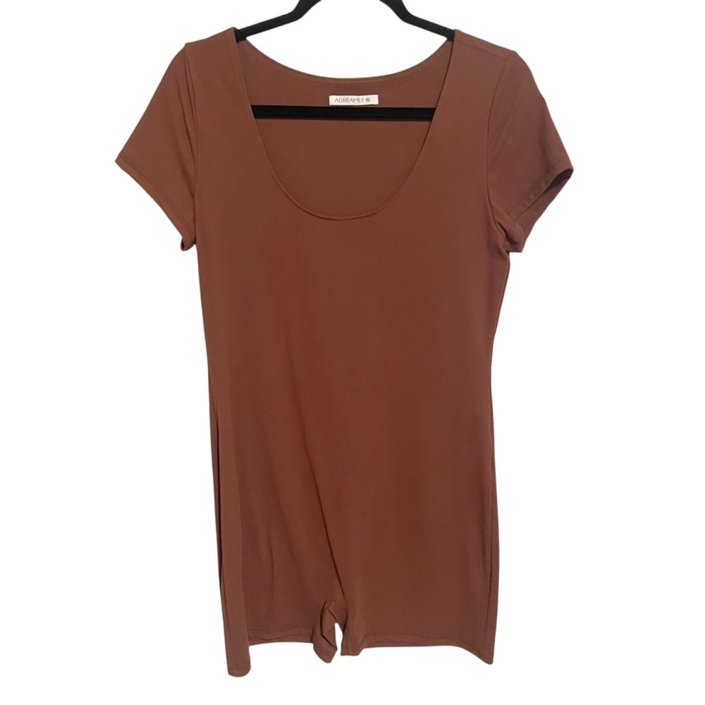 Adreamly Bodysuit Womens XL Stretch Compression Shapewear Workout Leisure Brown